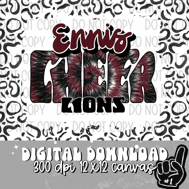 Ennis Lions Tie Dye Cheer Black - DIGITAL DOWNLOAD