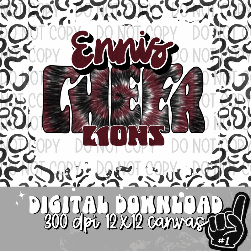 Ennis Lions Tie Dye Cheer Maroon - DIGITAL DOWNLOAD