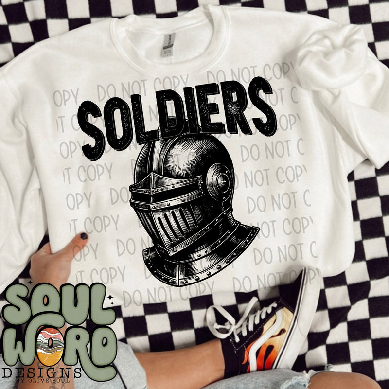 Soldiers (knight helmet) Mascot Black & White - DIGITAL DOWNLOAD