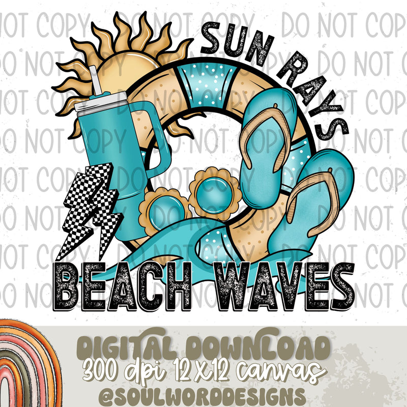 Sun Rays Beach Waves - DIGITAL DOWNLOAD