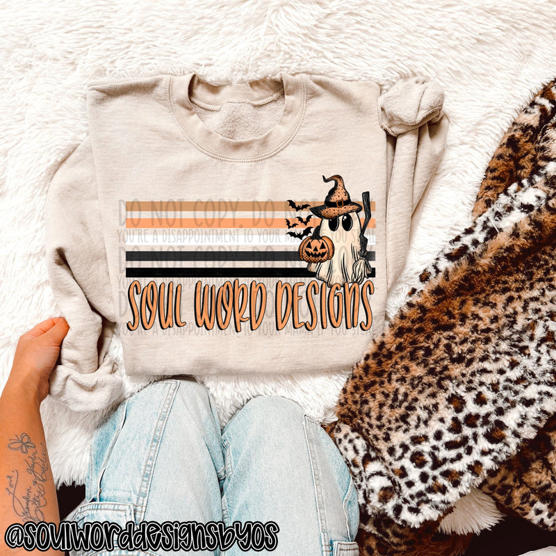 CUSTOM Vintage Ghost Retro Stripe Business Name - DIGITAL DOWNLOAD