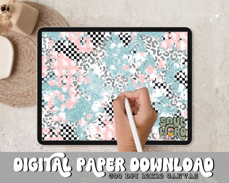 Pink Tree Mashup 12x12 Digital Paper Design - DIGITAL DOWNLOAD