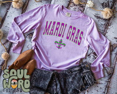 Mardi Gras Varsity Curved Text - DIGITAL DOWNLOAD