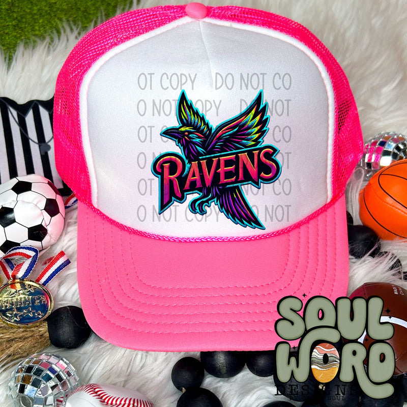 Neon Hat Patch Faux Embroidered Ravens Mascot - DIGITAL DOWNLOAD