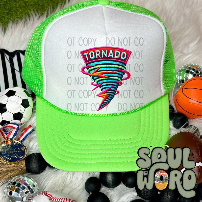 Neon Hat Patch Faux Embroidered Tornado Mascot - DIGITAL DOWNLOAD