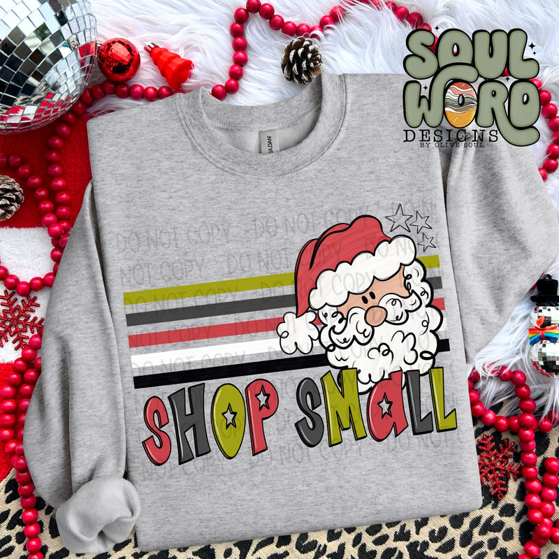 Shop Small Retro Stripe Santa - DIGITAL DOWNLOAD