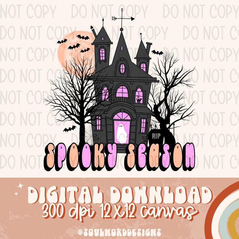 Spooky Season House Orange & Pink - DIGITAL DOWNLOAD