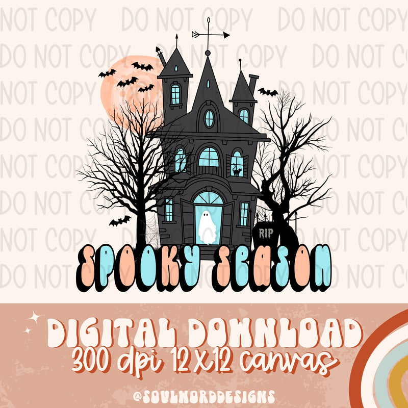 Spooky Season House Orange & Teal - DIGITAL DOWNLOAD