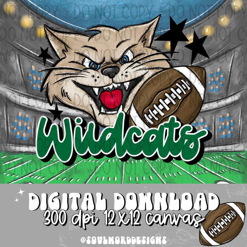 Wildcats Mascot Green - DIGITAL DOWNLOAD