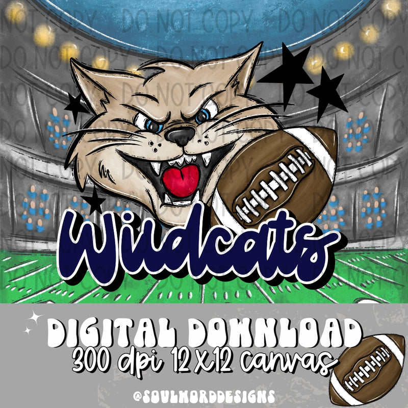 Wildcats Mascot Navy - DIGITAL DOWNLOAD