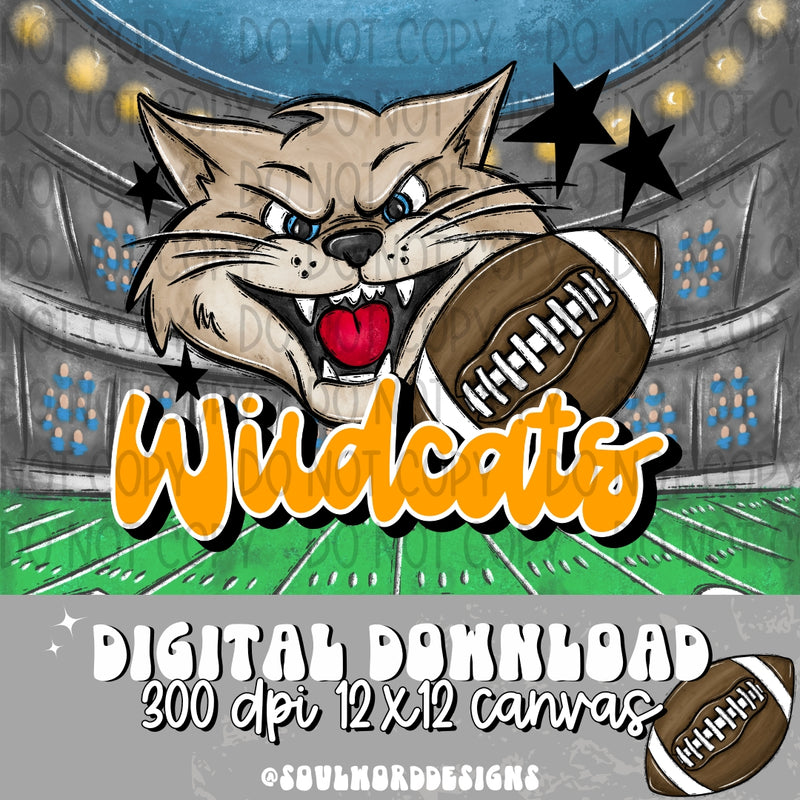 Wildcats Mascot Yellow Gold - DIGITAL DOWNLOAD