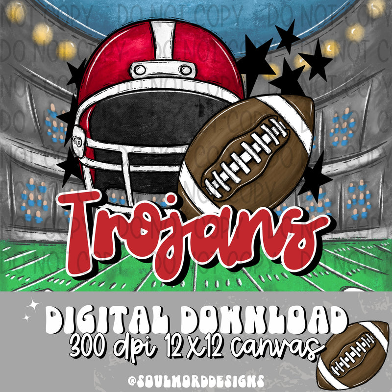 Trojans Football Helmet Red - DIGITAL DOWNLOAD