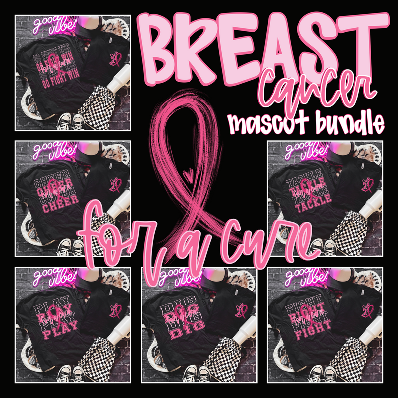 Breast Cancer For A Cure Mascot Bundle - DIGITAL DOWNLOAD