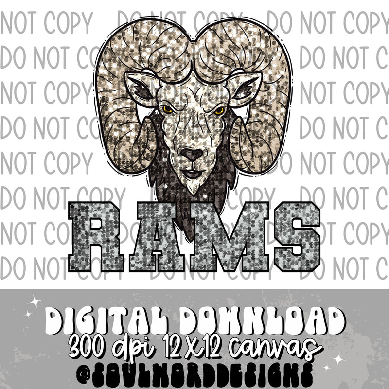 Rams Sequin Mascot - DIGITAL DOWNLOAD