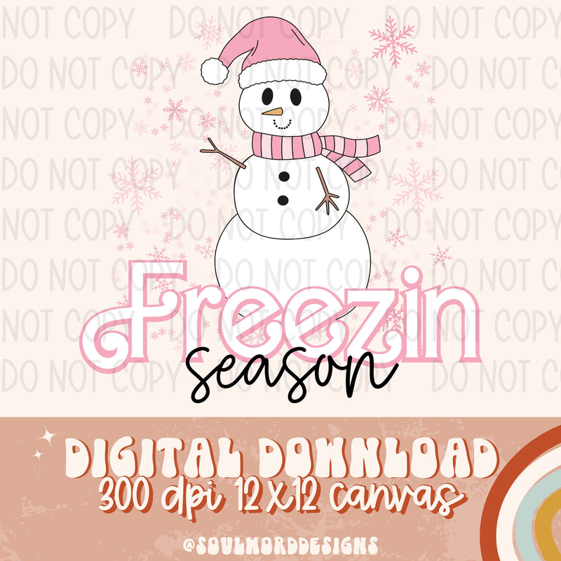 Freezin Season Preppy Pink Snowman - DIGITAL DOWNLOAD