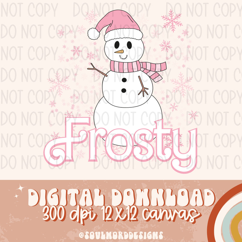 Frosty Preppy Pink Snowman - DIGITAL DOWNLOAD