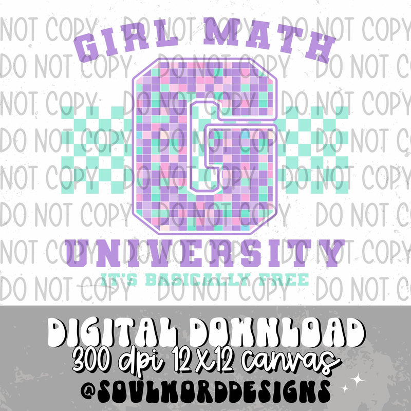 Girl Math University Purple Mint - DIGITAL DOWNLOAD