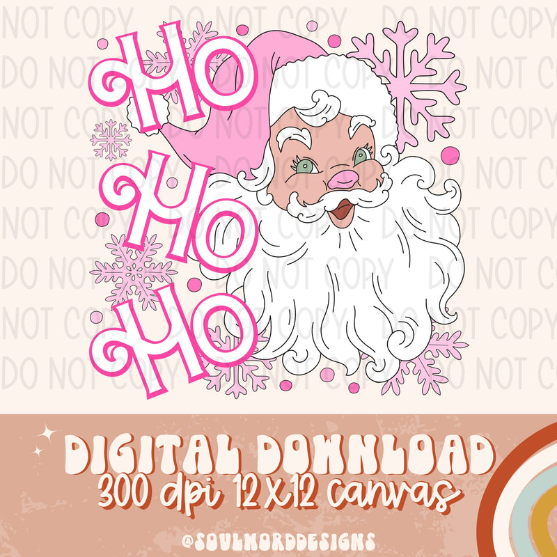 Ho Ho Ho Preppy Pink Santa - DIGITAL DOWNLOAD