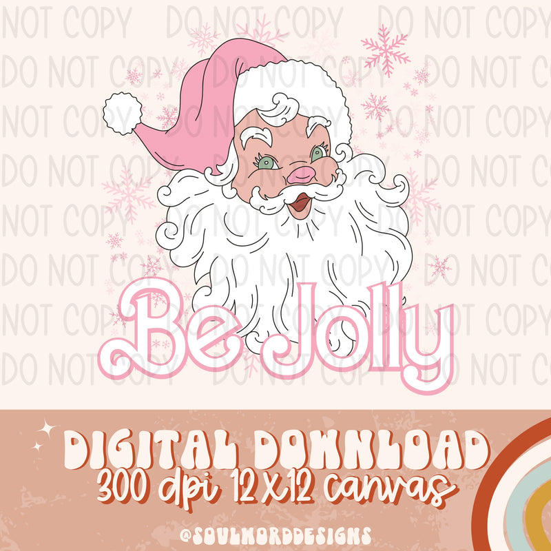 Be Jolly Preppy Pink Santa - DIGITAL DOWNLOAD