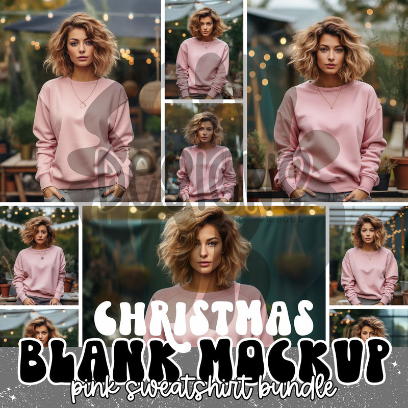 Pink Sweatshirt Christmas Mockup Bundle - DIGITAL FILES