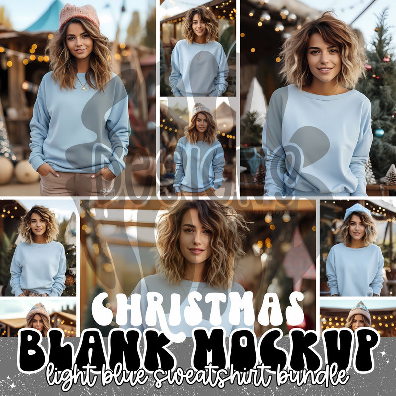 Light Blue Sweatshirt Christmas Mockup Bundle - DIGITAL FILES