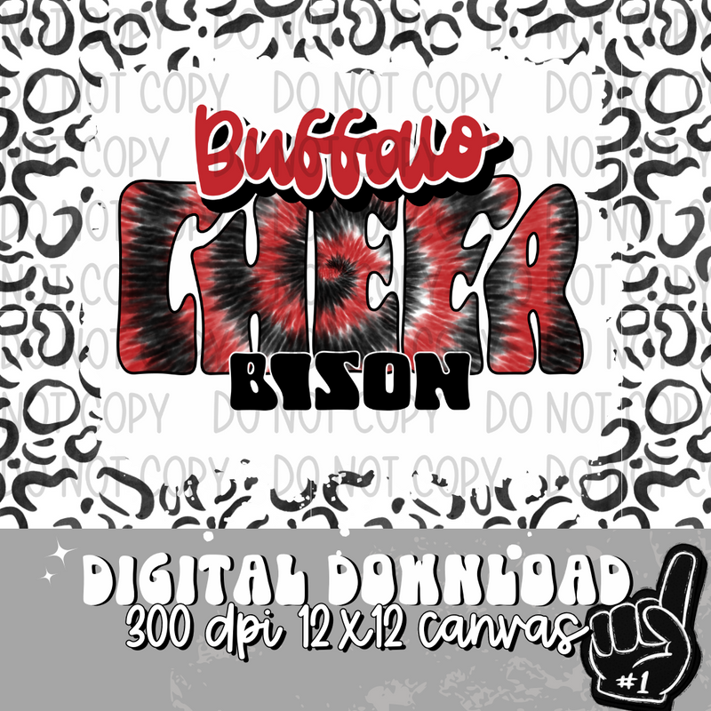 Buffalo Bison Tie Dye Cheer Black - DIGITAL DOWNLOAD