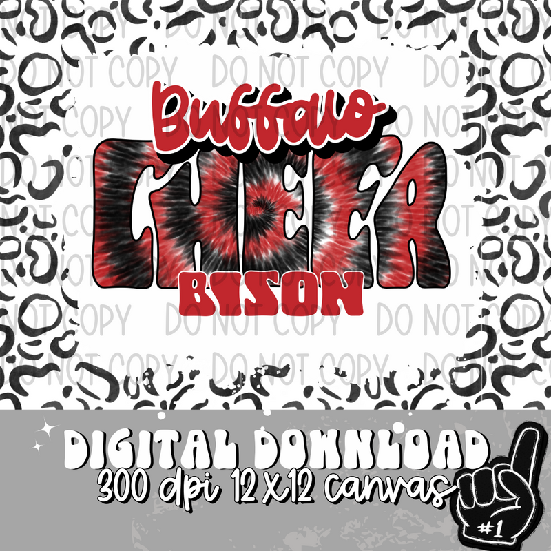 Buffalo Bison Tie Dye Cheer Red - DIGITAL DOWNLOAD