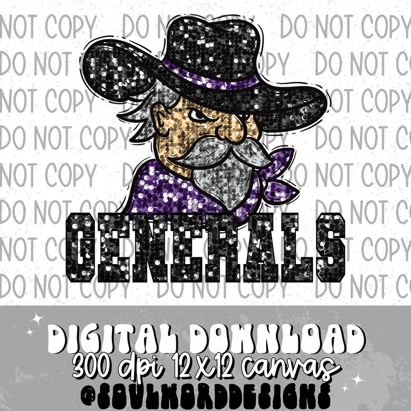 Generals Sequin Mascot - DIGITAL DOWNLOAD