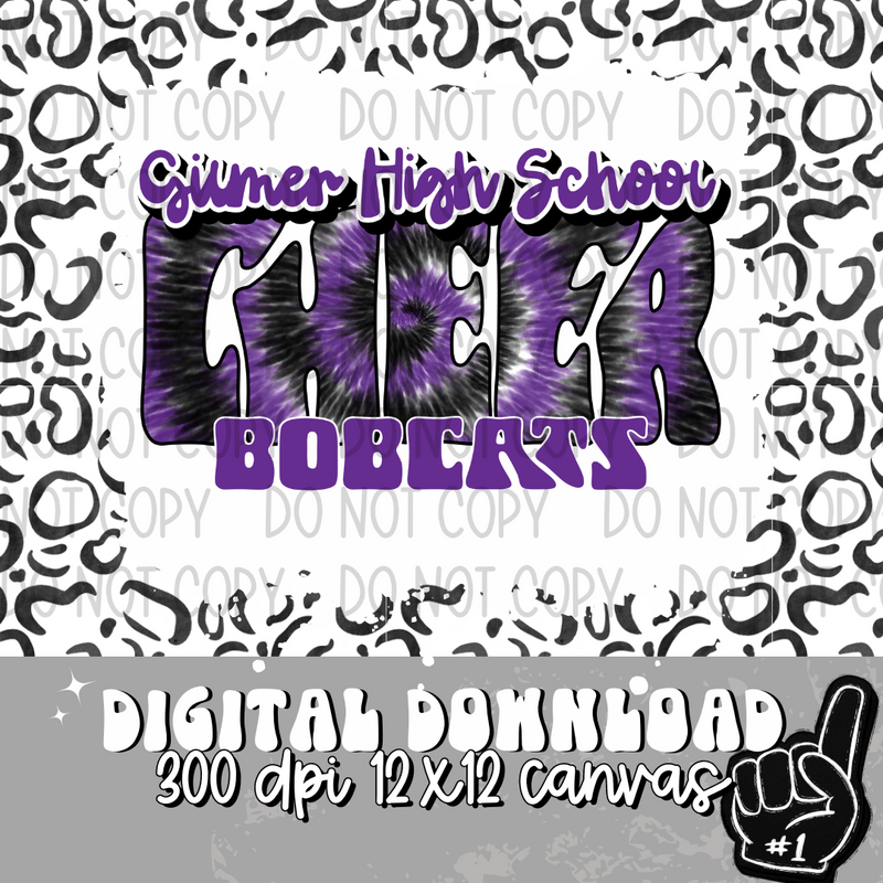 Gilmer High Bobcats Tie Dye Cheer Purple - DIGITAL DOWNLOAD