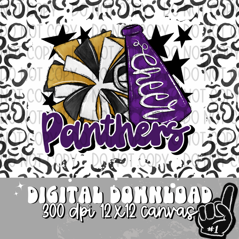 Panthers Gold Purple Text Cheer - DIGITAL DOWNLOAD