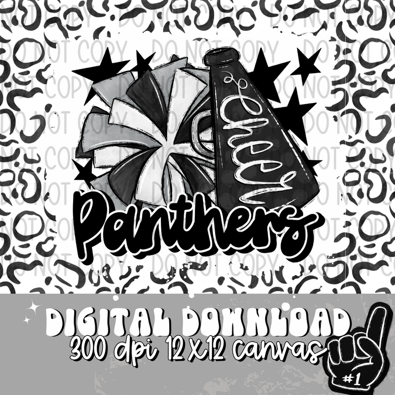 Panthers Gray Black Cheer - DIGITAL DOWNLOAD