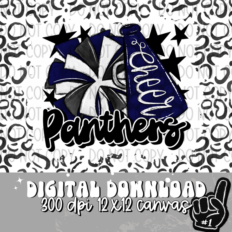 Panthers Navy Black Text Cheer - DIGITAL DOWNLOAD