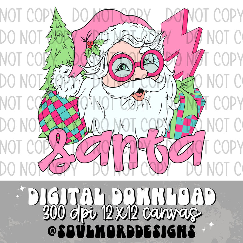 Retro Bright Santa  - DIGITAL DOWNLOAD