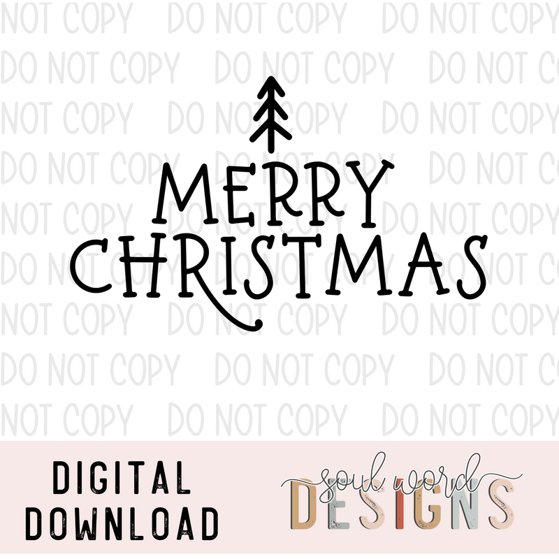 Minimalist Merry Christmas Tree - DIGITAL DOWNLOAD