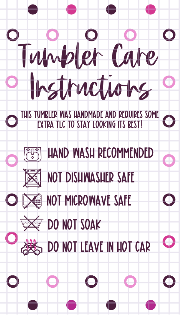 Tumbler Care Instructions Printable - DIGITAL FILES