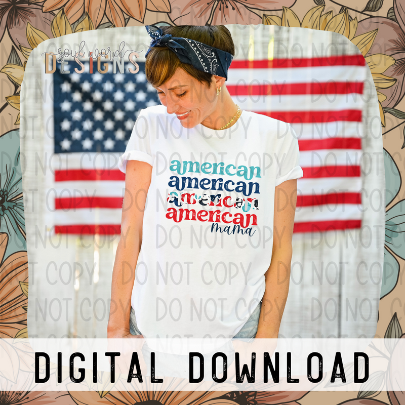 American Mama Leopard Stacked - DIGITAL DOWNLOAD