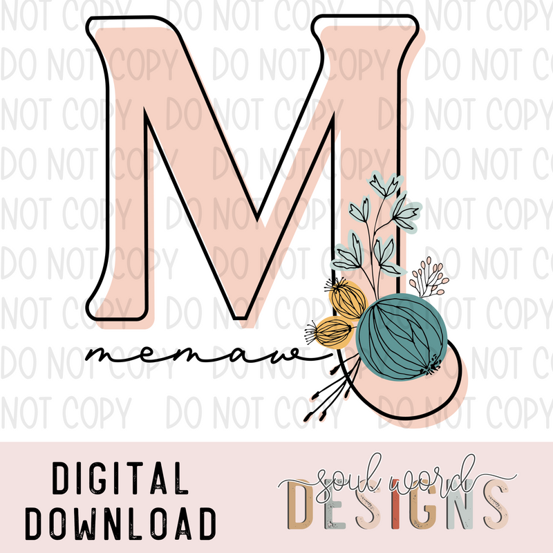 Memaw Initial - DIGITAL DOWNLOAD