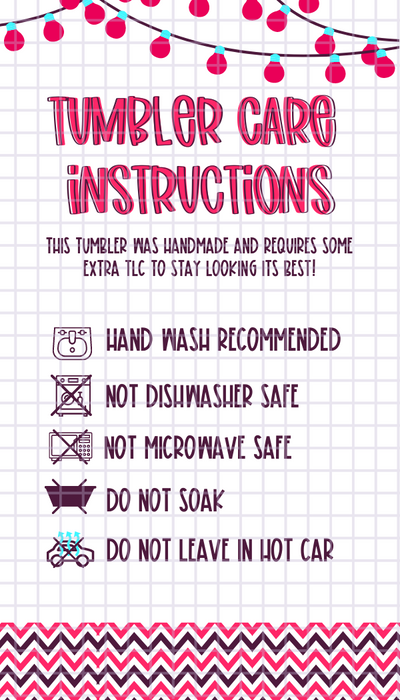 Tumbler Care Instructions Printable - DIGITAL FILES