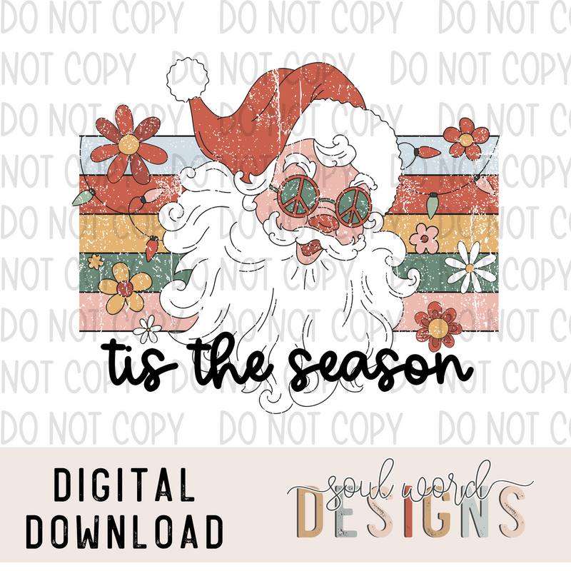 Tis The Season Retro Santa Glasses - DIGITAL DOWNLOAD