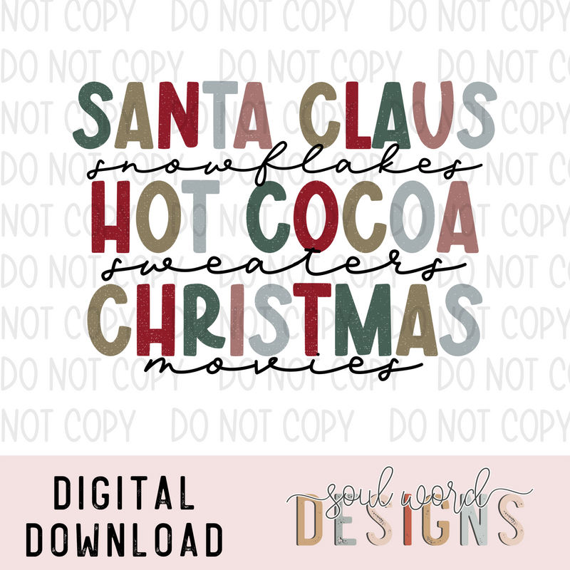 Santa Claus Hot Cocoa Christmas - DIGITAL DOWNLOAD