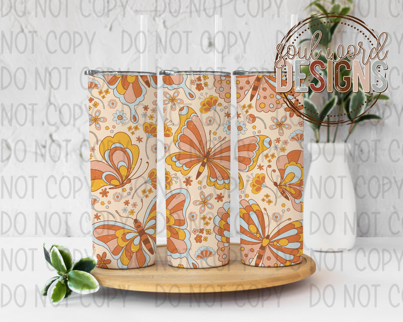 Neutral Butterfly Skinny Straight Tumbler Design - DIGITAL DOWNLOAD