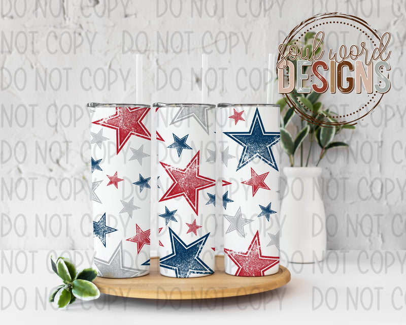 Distressed Stars Skinny Straight Tumbler Design - DIGITAL DOWNLOAD