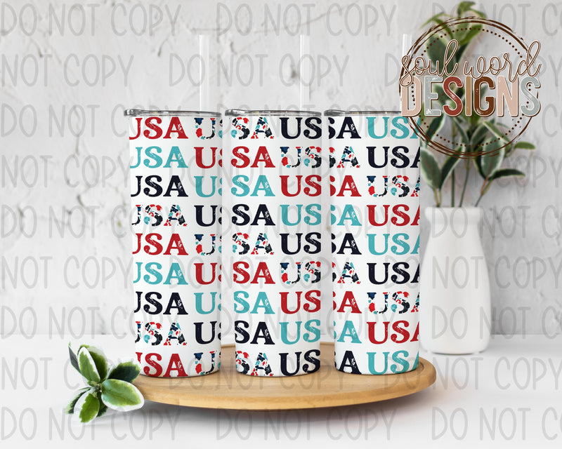 USA Leopard Skinny Straight Tumbler Design - DIGITAL DOWNLOAD