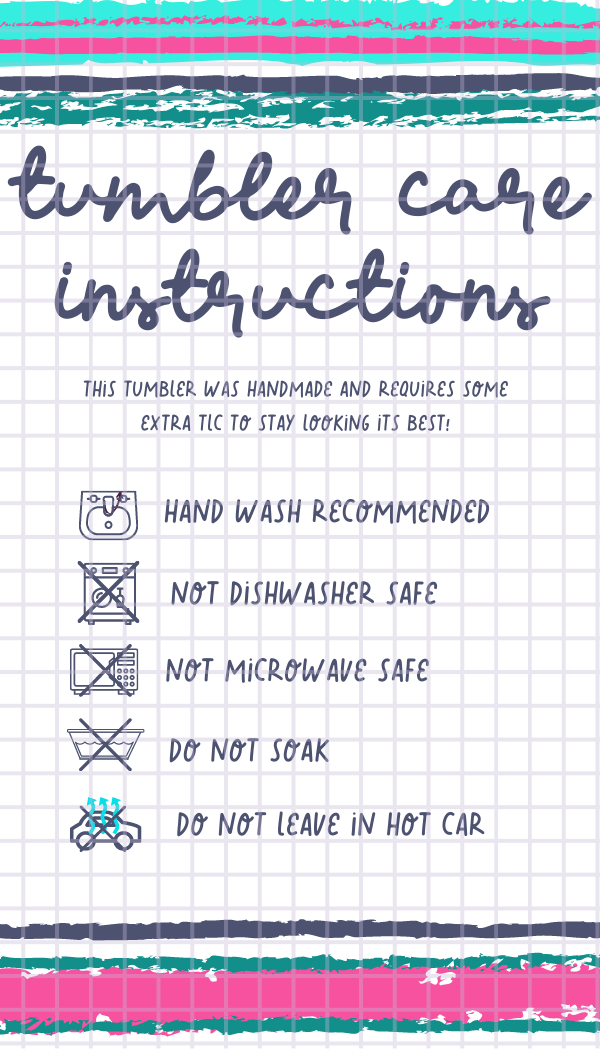 Tumbler Care Instructions Printable - DIGITAL FILES