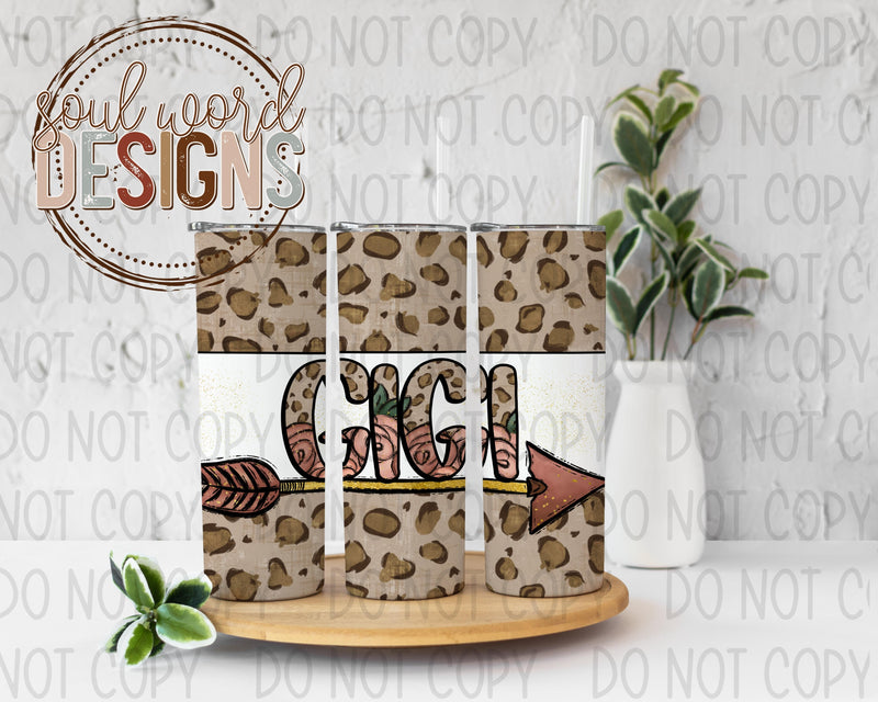 Gigi Arrow Leopard Skinny Straight Tumbler Design - DIGITAL DOWNLOAD