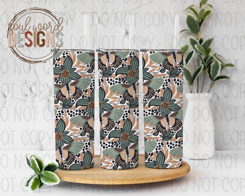 Butterfly Floral Dot Skinny Straight Tumbler Design - DIGITAL DOWNLOAD