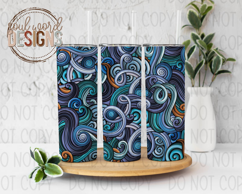 Swirls Skinny Straight Tumbler Design - DIGITAL DOWNLOAD