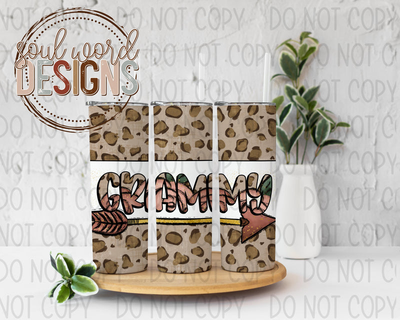 Grammy Arrow Leopard Skinny Straight Tumbler Design - DIGITAL DOWNLOAD