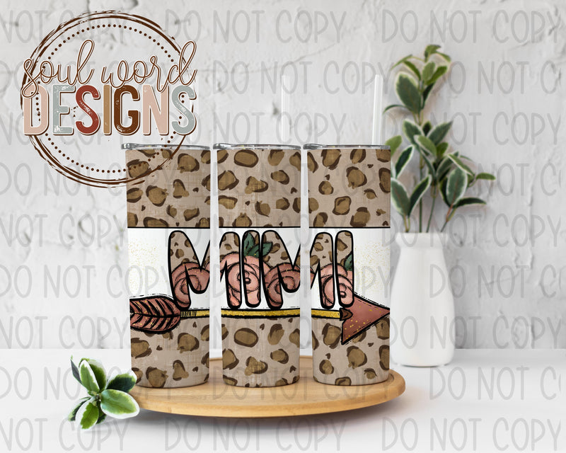 Mimi Arrow Leopard Skinny Straight Tumbler Design - DIGITAL DOWNLOAD