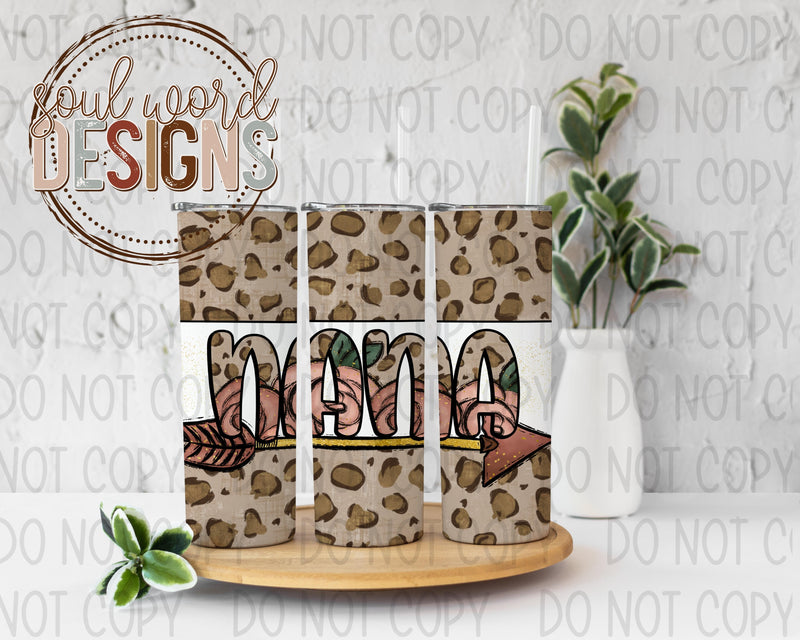 Nana Arrow Leopard Skinny Straight Tumbler Design - DIGITAL DOWNLOAD